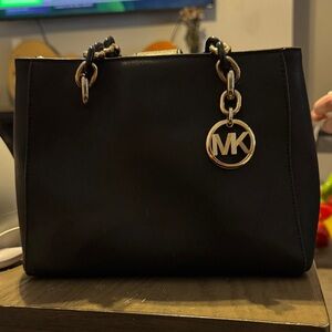 Michael Kors Black Shoulder Bag with Gold Accents